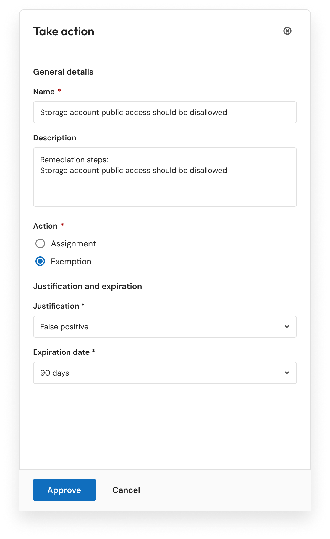 Exemption detailed UI